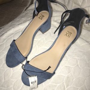 Blue block heels